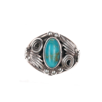 sz8 Vintage Running Bear shop Native American sterling and turquoise ring