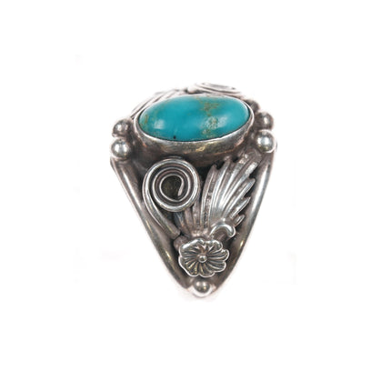 sz8 Vintage Running Bear shop Native American sterling and turquoise ring