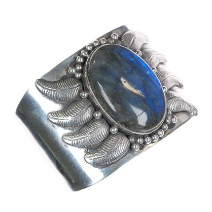 7 3/8" Southwestern Style sterling labradorite cuff bracelet