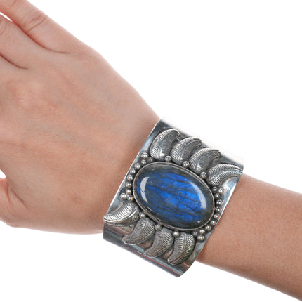 7 3/8" Southwestern Style sterling labradorite cuff bracelet