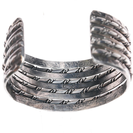 6 3/8" cSc Vintage Navajo silver twisted wire hand stamped cuff bracelet