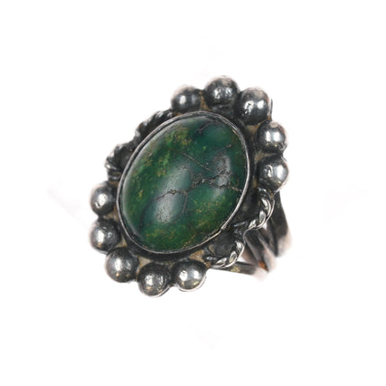 sz6.75 Cerrillos Turquoise 1940's Native American silver ring