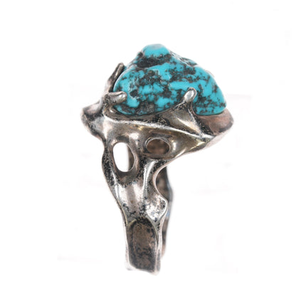 sz7.25 Mid century brutalist sterling and turquoise ring