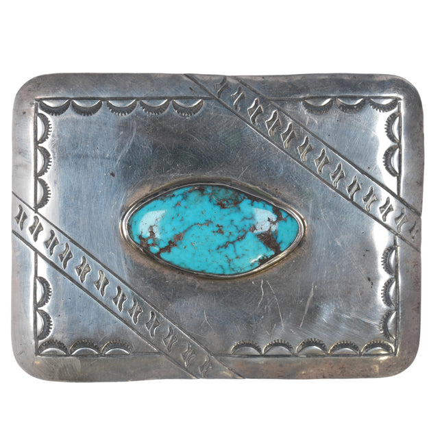 1970's Orville Tsinnie Bisbee Turquoise Navajo Sterling belt buckle