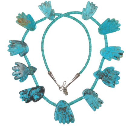 Dinah Gasper Zuni carved turquoise Hand fetish necklace