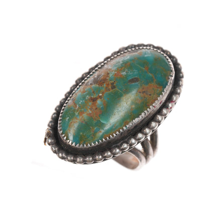 sz7 Large 40's-50's Native American silver turquoise ring