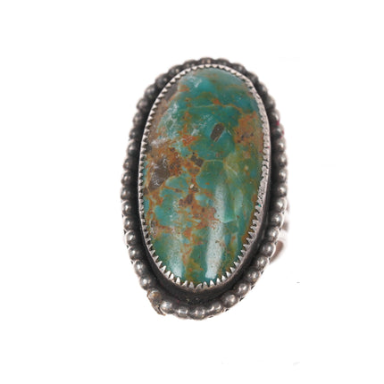 sz7 Large 40's-50's Native American silver turquoise ring