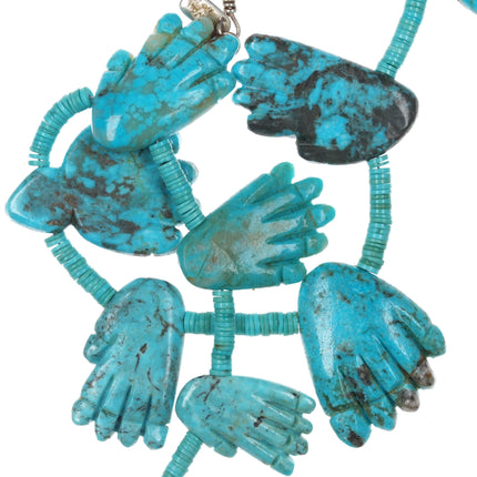 Dinah Gasper Zuni carved turquoise Hand fetish necklace