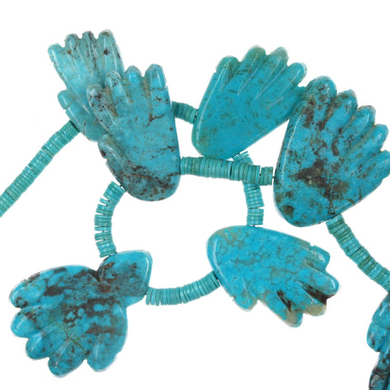 Dinah Gasper Zuni carved turquoise Hand fetish necklace