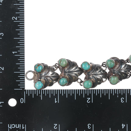 c1940's Mexican Art Deco Sterling and turquoise large bracelet