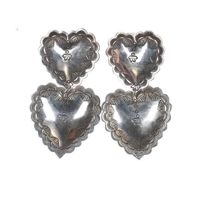 Frank & Brihilda Coriz Santo Domingo sterling heart clip on earrings