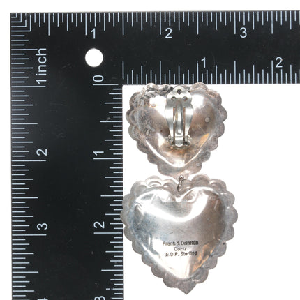 Frank & Brihilda Coriz Santo Domingo sterling heart clip on earrings