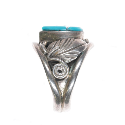 sz5.25 1980's S Ray Navajo Sterling, turquoise, cz ring