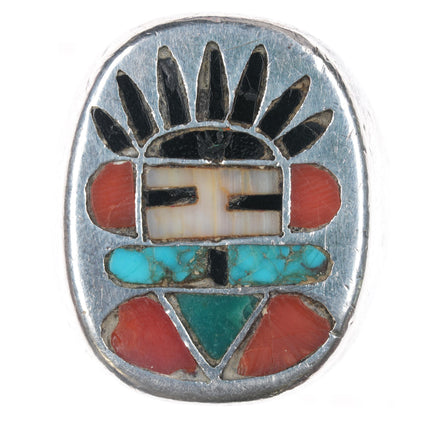 sz10.25 Frank Vacit Zuni channel inlay kachina ring