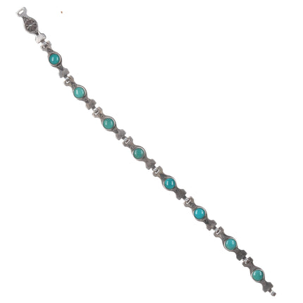 6.5" c1940's Navajo Curio sterling and turquoise link bracelet