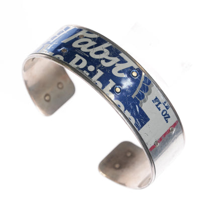 6.5" vintage sterling Beer can label cuff bracelet