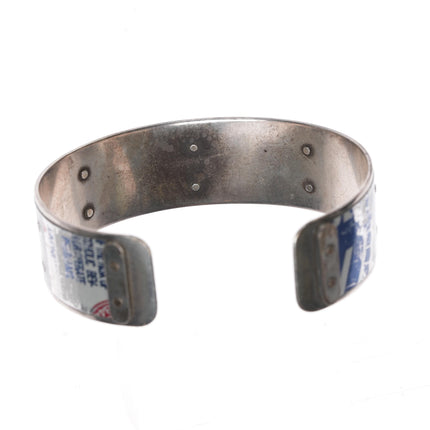 6.5" vintage sterling Beer can label cuff bracelet