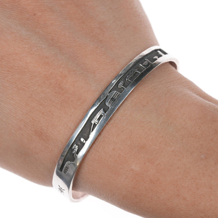 6.5" Andrew Henry Navajo sterling storyteller cuff bracelet