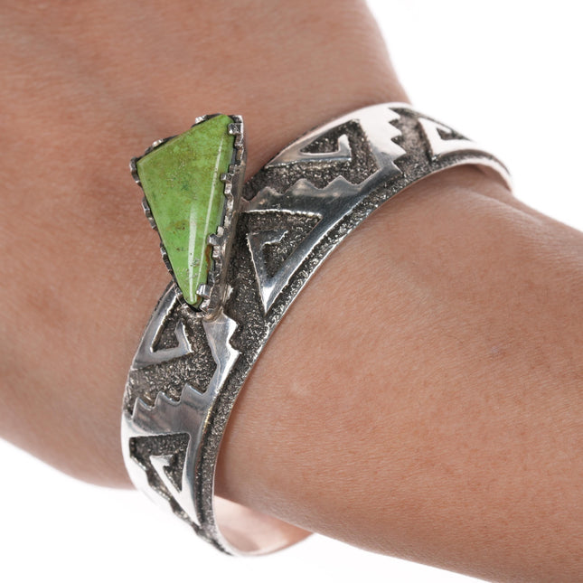 6.5" Randy Hoskie Navajo Gaspeite Sterling cuff bracelet