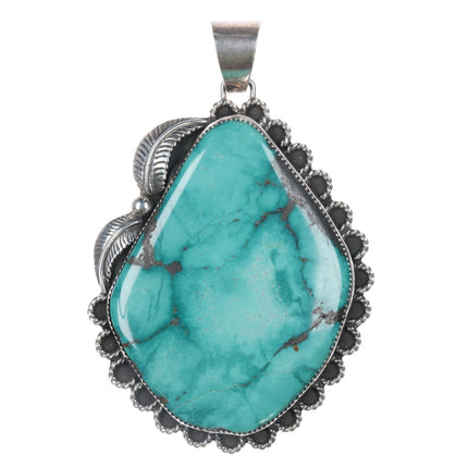 Huge Vintage Native American sterling and turquoise pendant