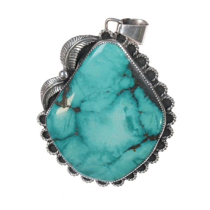 Huge Vintage Native American sterling and turquoise pendant