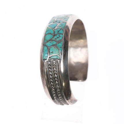 6 3/8" c1950's Zuni Alice Leekya Homer silver - turquoise cuff bracelet