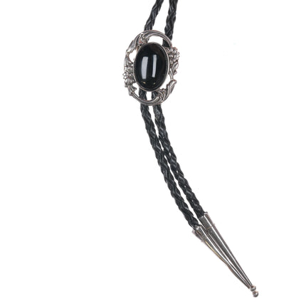 Sterling bolo tie with onyx