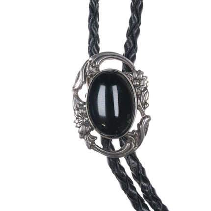 Sterling bolo tie with onyx