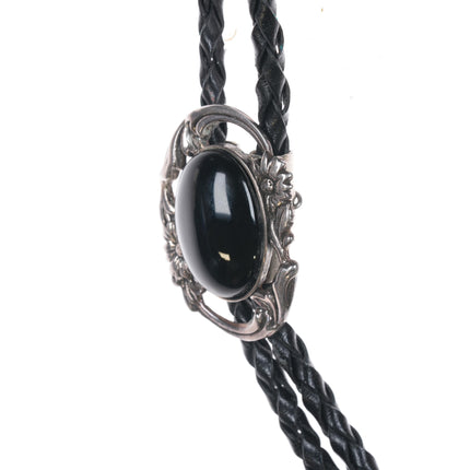 Sterling bolo tie with onyx