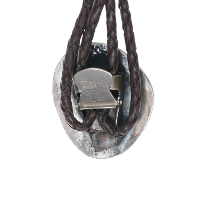 1970's  Freeform sterling moss agate bolo tie