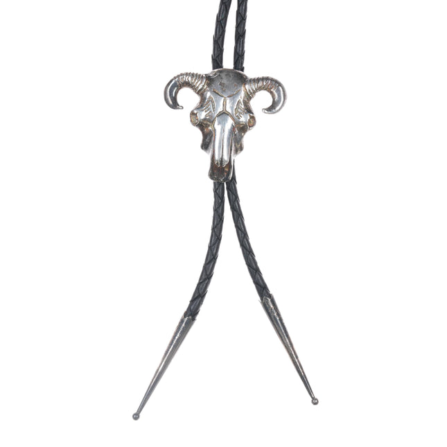 Vintage Sterling cow skull bolo tie