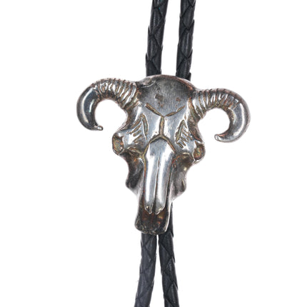 Vintage Sterling cow skull bolo tie