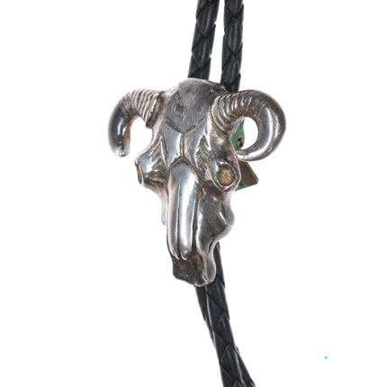 Vintage Sterling cow skull bolo tie