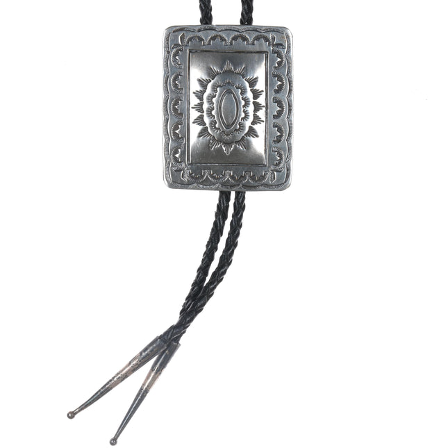 1980's Native American stamped sterling bolo tie