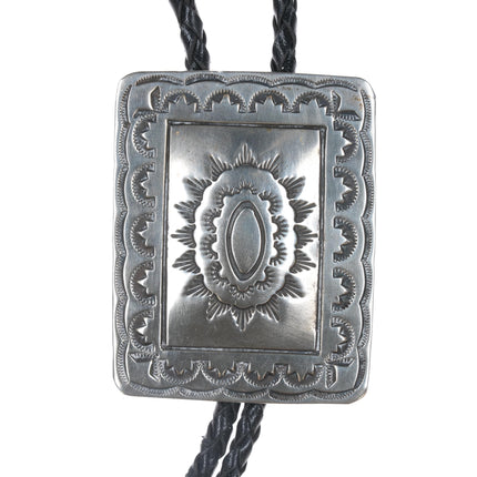 1980's Native American stamped sterling bolo tie