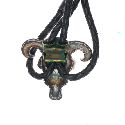 Vintage Sterling cow skull bolo tie