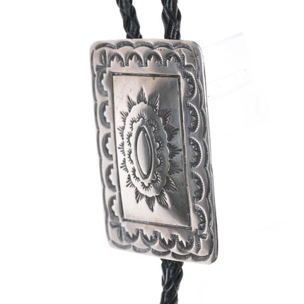 1980's Native American stamped sterling bolo tie