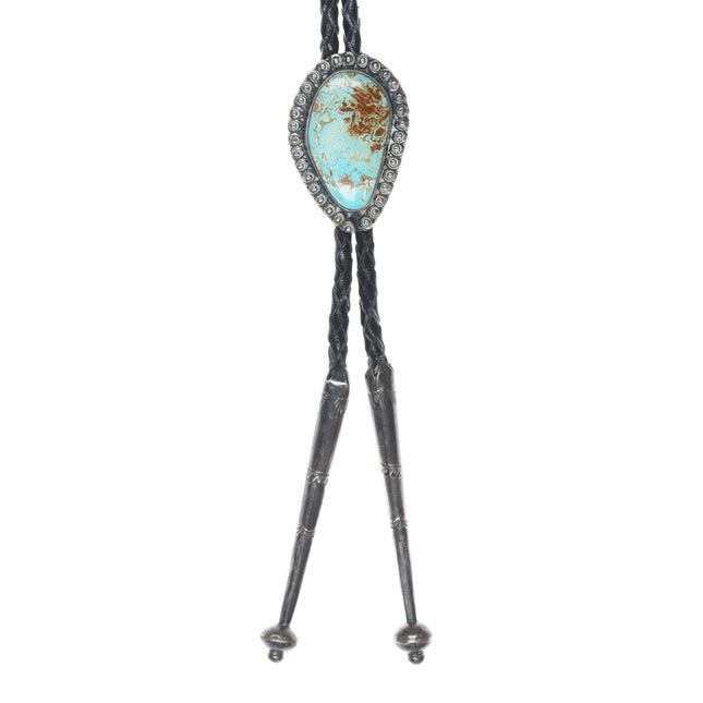 40's-50's Native American silver and Royston turquoise bolo tie