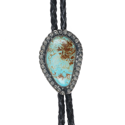 40's-50's Native American silver and Royston turquoise bolo tie