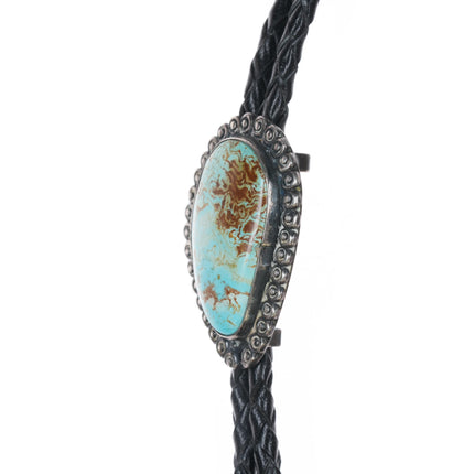 40's-50's Native American silver and Royston turquoise bolo tie