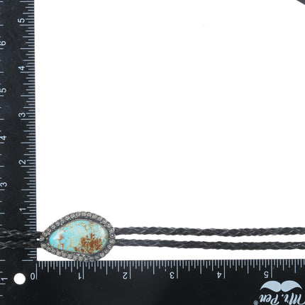 40's-50's Native American silver and Royston turquoise bolo tie