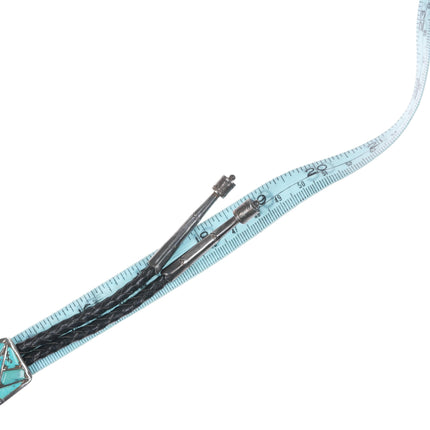 40's-50's Zuni Natural turquoise silver bolo tie with fancy drum tips