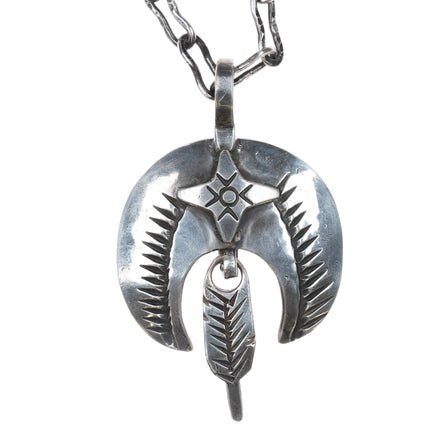 Chief Wolf Robe Hunt Acoma (1905-1977) silver necklace with pendant