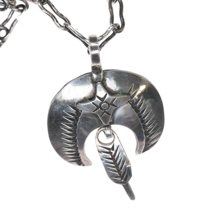 Chief Wolf Robe Hunt Acoma (1905-1977) silver necklace with pendant