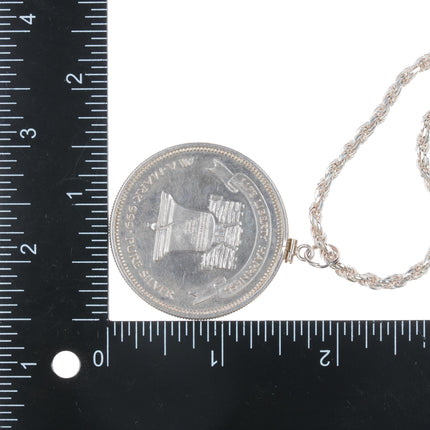 30" 3.5mm sterling rope chain with 1985 1oz 999 liberty coin