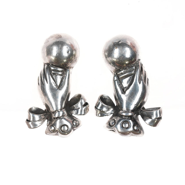 William Spratling silver modernist sterling screw back hand earrings