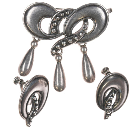 Margot De Taxco 5740 Sterling Pendant/pin and earrings set