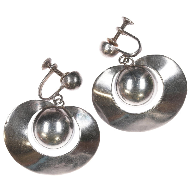 William Spratling silver modernist sterling screw back earrings sphere