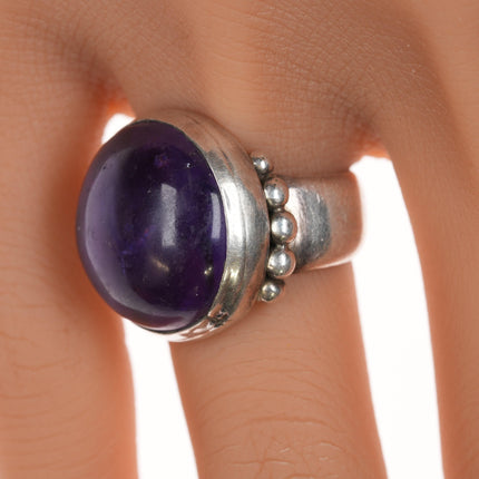 sz6 William Spratling silver modernist amethyst ring