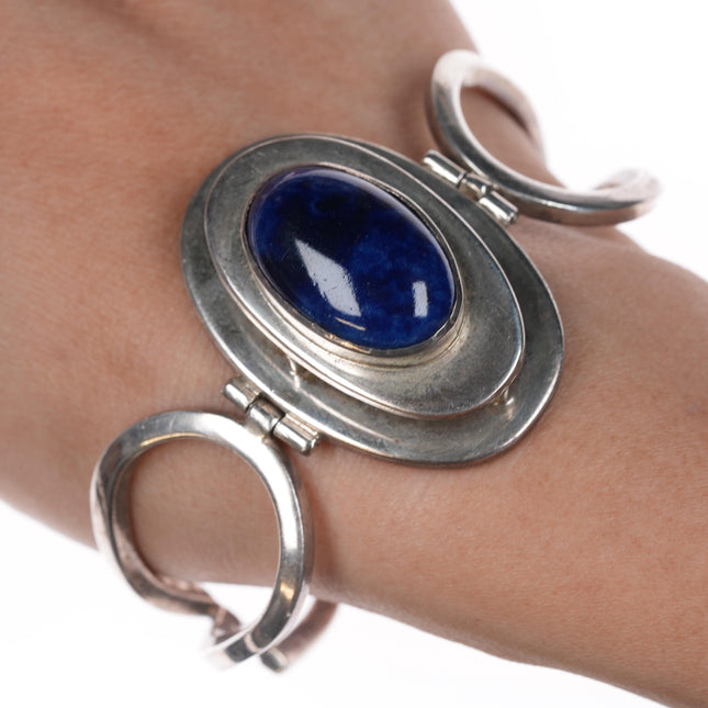 7" Retro Mexican sterling lapis bracelet